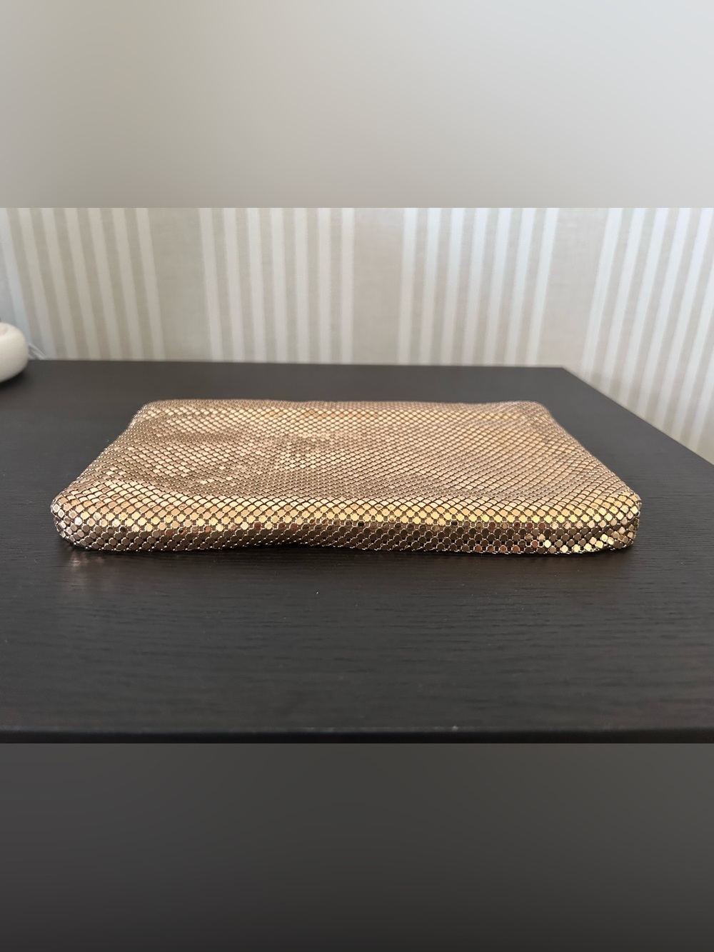 Vintage Whiting & Davis Gold Mesh Evening Bag Clutch Purse Prom Wedding - Picture 4 of 8